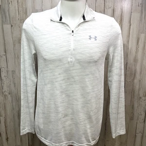 Under Armour Heat Gear Long Sleeve 1/4 Zip Mens Fitted Size Med White color.  X5 - Picture 1 of 8