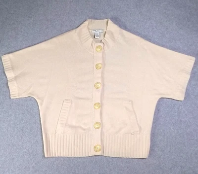 Suéter grande para mujer Neiman Marcus 100 % cachemir retro crema manga corta Foto 1 de 4