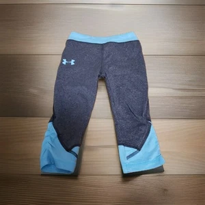 Under Armour Girls Capri Leggings Sz 5 Gray Blue Elastic Waist See Description - Picture 1 of 8