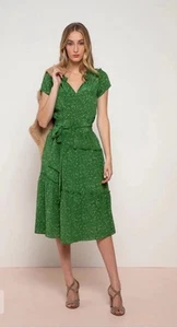 RUNGOLEE Scarlet Floral Belted Silk Midi Dress Sz S- ONE OF A KIND- RARE- - Picture 1 of 11