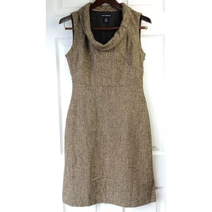Club Monaco Retro Wool Sheath Dress size 4 sleeveless brown 60s style office - Picture 1 of 13
