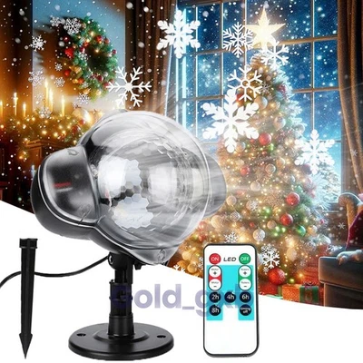 Luces de Navidad Cumpleano Fiesta Paisaje De Movimiento Proyector De Nieve - Imagem 1 de 4