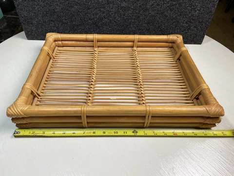 Bamboo Rattan Wicker Triangular Decorative Towels Storage Basket Boho 20” x 15” Cover