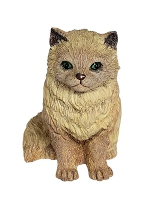 Винтажная маленькая желтая резиновая фигурка кошки с зелеными глазами 3,75 дюйма Russ Berrie & Company - Изображение 1 из 4