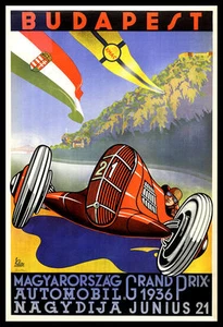 Gran Premio Budapest 1936 Póster Estampado en Lona Nevera Imán 6x8 Grande - Imagen 1 de 2