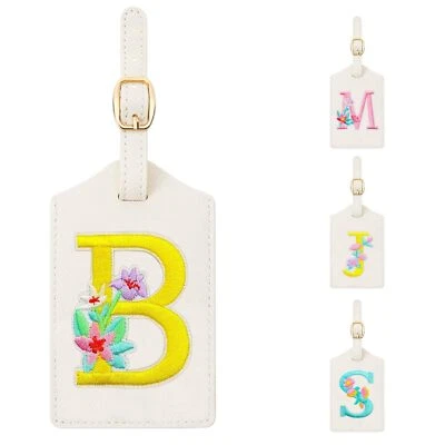 BESTEIOYO Personalized Initial Luggage Tag for Suitcase,Cute Embroidered Letter Leather