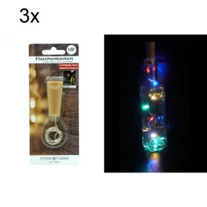 3x LED Flaschenkorken bunt Kunststoff mit 8er Lichterkette - Bild 1 von 1