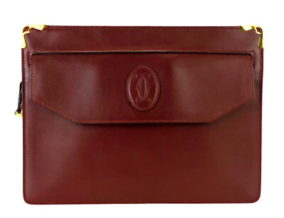 Bolso Doble de Viaje Cartier Rojo Borgoña IMPRESCINDIBLE Cuero Aseo España Unisex Foto 1 de 4