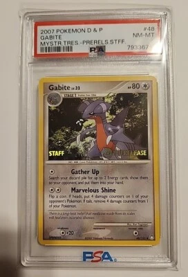 Pokemon PSA 8 NM-MT Gabite 48/123 Mysterious Treasures Prerelease STAFF  - Image 1 of 3