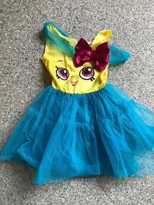 Shopkins Cupcake Queen Disfraz Pequeño Amarillo Vestido Azul Sin Tocado Talla 7-8 Foto 1 de 3