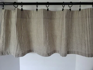 Window Valance Black and Cream Ticking Custom Made Farmhouse Custom Made Topper - Picture 1 of 5