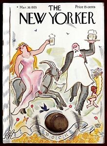 The New Yorker Magazine ~ 30 mars 1935 ~ Esquisse du festival de la bière Garrett Price