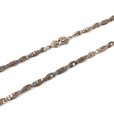 Collana 67 cm in argento 925 collier unisex catenina vintage gioielli forma t... - Immagine 1 di 4