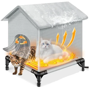 Insulated Heated Cat House for Outdoor Indoor Winter Cat Shelter with Heating Pa - Picture 1 of 10