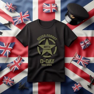 D-Day T Shirt, Normandy Landings tshirt, D day Anniversary t shirt, UK Flag tee - Picture 1 of 7