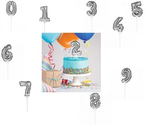 Mini Silver Foil Balloon Cake Toppers 0 - 9 Available You Choose Birthday's  - Picture 1 of 11