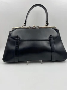 Vintage 1960s, Stylish Black Top Handle Bag | Trendy Handbag | Thoughtful Gift - Picture 1 of 11