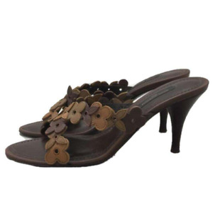 LOUIS VUITTON women's flower mule sandals in brown size 35.5 used