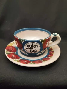 VINTAGE Luzerner Keramik Handarbeit HANDMADE & PAINTED CUP AND SAUCER - Picture 1 of 17