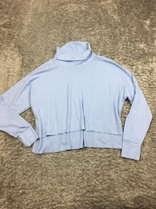 American Eagle Turtleneck Sweater Womens Size Small Blue Crop Lightweight Top - Picture 1 of 12