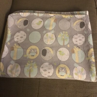 Manta GARANIMALS Gris Elefante Jirafa Búho Amarillo Sherpa Pájaro Foto 1 de 4