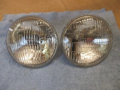 Vintage 1960s '70s GE General Electric 5 3/4 Headlight Lamps Set Rare Wide Flute - Image 1 of 4