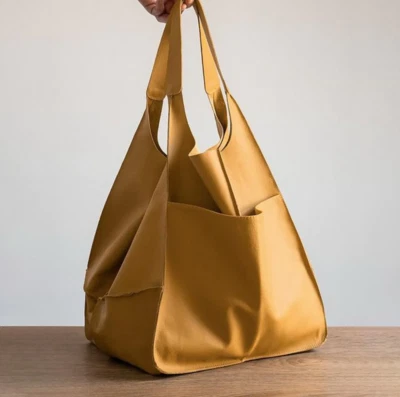 Women Capacity Soft Leather Casual Tote Shoulder Bag Large Retro Shopper Handbag - Image 1 of 4