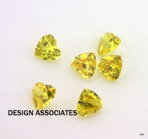 LAB CREATED GOLDEN SAPPHIRE 4  MM HEART CUT AAA 4 PC SET - Image 1 of 1