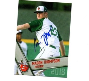 Mason Thompson signed autographed 2018 Fort Wayne Tincaps team card Round Rock c