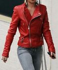 Real Leather Motorcycle Slim fit Women Soft  Stylish Biker Jacket Lambskin Red