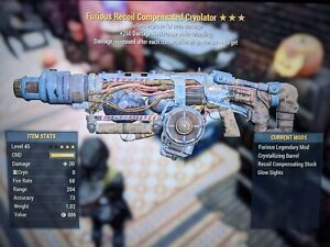 Fallout 76 ps4 Furious Explosive 🧨 Cryolator +250dr