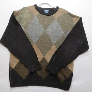 Docker Men's Pullover Sweater Argyle Long Sleeve Stretch Knit Pullover Sweater L - Picture 1 of 8