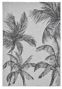 INDOOR OUTDOOR MIAMI PALM PATIO RUG 120X170 160X220 GARDEN CREAM BLACK - Picture 1 of 7