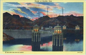 Postal Boulder Dam Sunset Nevada 9A-H1466 sin publicar - Imagen 1 de 2