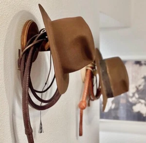 INDIANA JONES Wall Mounted Fedora Hat/Whip Holder by F&G Customs - Picture 1 of 12