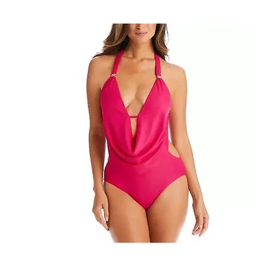 Bar III Monokini Cuello Capucha Una Pieza Traje de Baño Talla S Rosa Rubí Halter Nuevo  Foto 1 de 4
