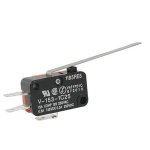 Microinterruptor de mango largo Spdt acción rápida palanca recta brazo bisagra V-153-1C25 - Imagen 1 de 2