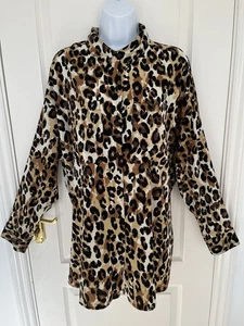 Yours - Size 18 - Animal Print Long Sleeved Collared Light Weight Blouse - Picture 1 of 10