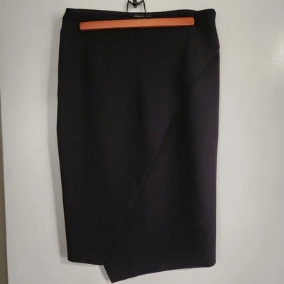 Donna Karan Skirt Black Knee Length Assemetrical Hem Size 6 - Image 1 of 4