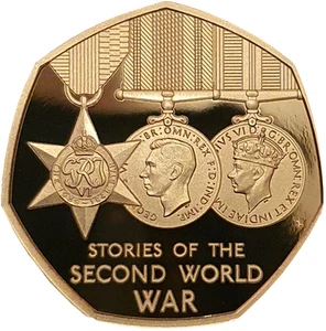 2025 King Charles III 'Stories of the Second World War' Gold Proof 50P - Picture 1 of 3