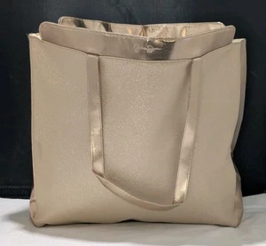 Jessica Simpson Rose Gold Shimmer Pebbled Leather LG Tote Bag NWOT - Picture 1 of 13