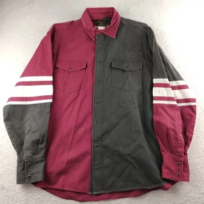 Camisa a Presión Rustler by Wrangler Perla Años 90 De Colección Para Hombre XL Roja Negra Bloque de Color Foto 1 de 4