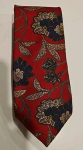Corbata de Colección Oscar de la Renta Alta Costura Roja Floral 100% Seda Diseñador Lux - Imagen 1 de 6