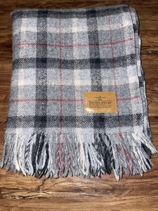 Pendleton Wool Car, Lap Throw Blanket RN29685. Greys/Red Plaid Mix - 49" x 66” - Picture 1 of 12
