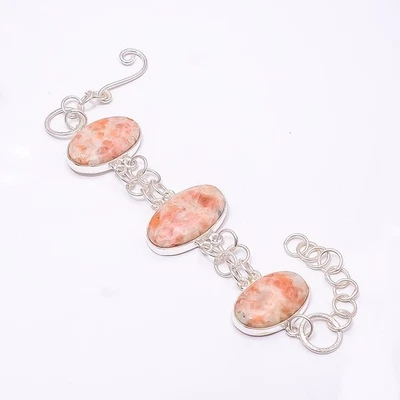 Pulsera Ajustable Piedra Solar Dorada Plata de Ley 925 7.99" B31 Regalo Navidad Foto 1 de 4