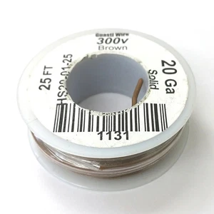 HS20-01-25 25FT 20AWG BROWN SOLID Electronic Electrical 300V Wire UL1007 80C - Picture 1 of 1