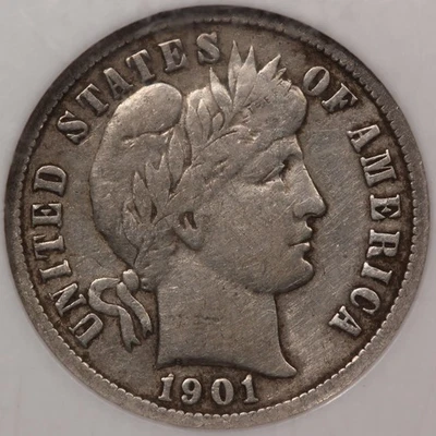 1901-S Barber Dime NGC F-15 - Tough Date! - Image 1 of 4