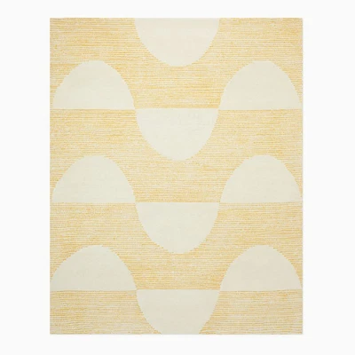 Modern Hand-Tufted Yellow & Cream Wool Area Rug Carpet for Living Room & Bedroom - Image 1 of 4