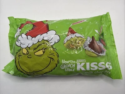 Caramelo de Navidad Hershey's Kisses Grinch chocolate con leche, bolsa 9,5 oz 2 paquetes Foto 1 de 4