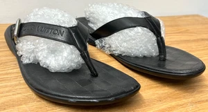 Louis Vuitton Black Leather Italy Thong Flat Sandals Buckle Checkered sz 5 US 8 - Picture 1 of 11